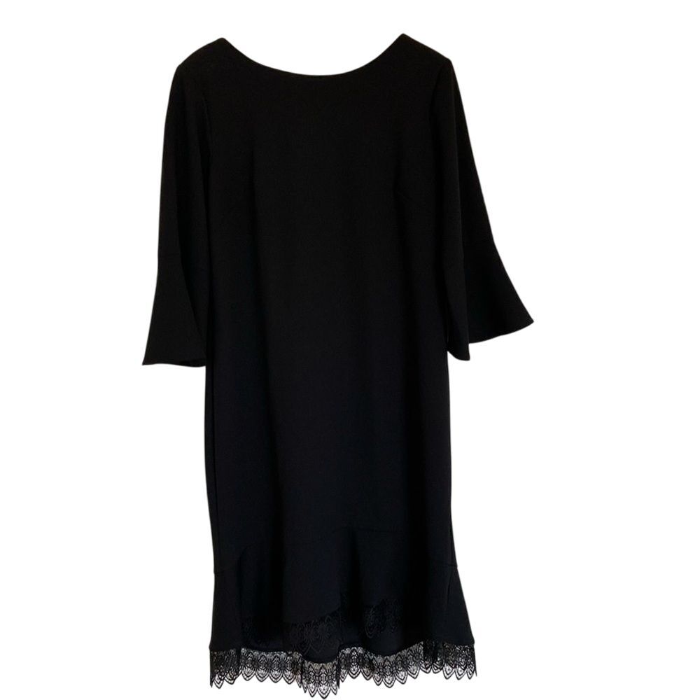 Shelby & Palmer Little Black Dress Womens Size 16 Black Bell Sleeve Classic
